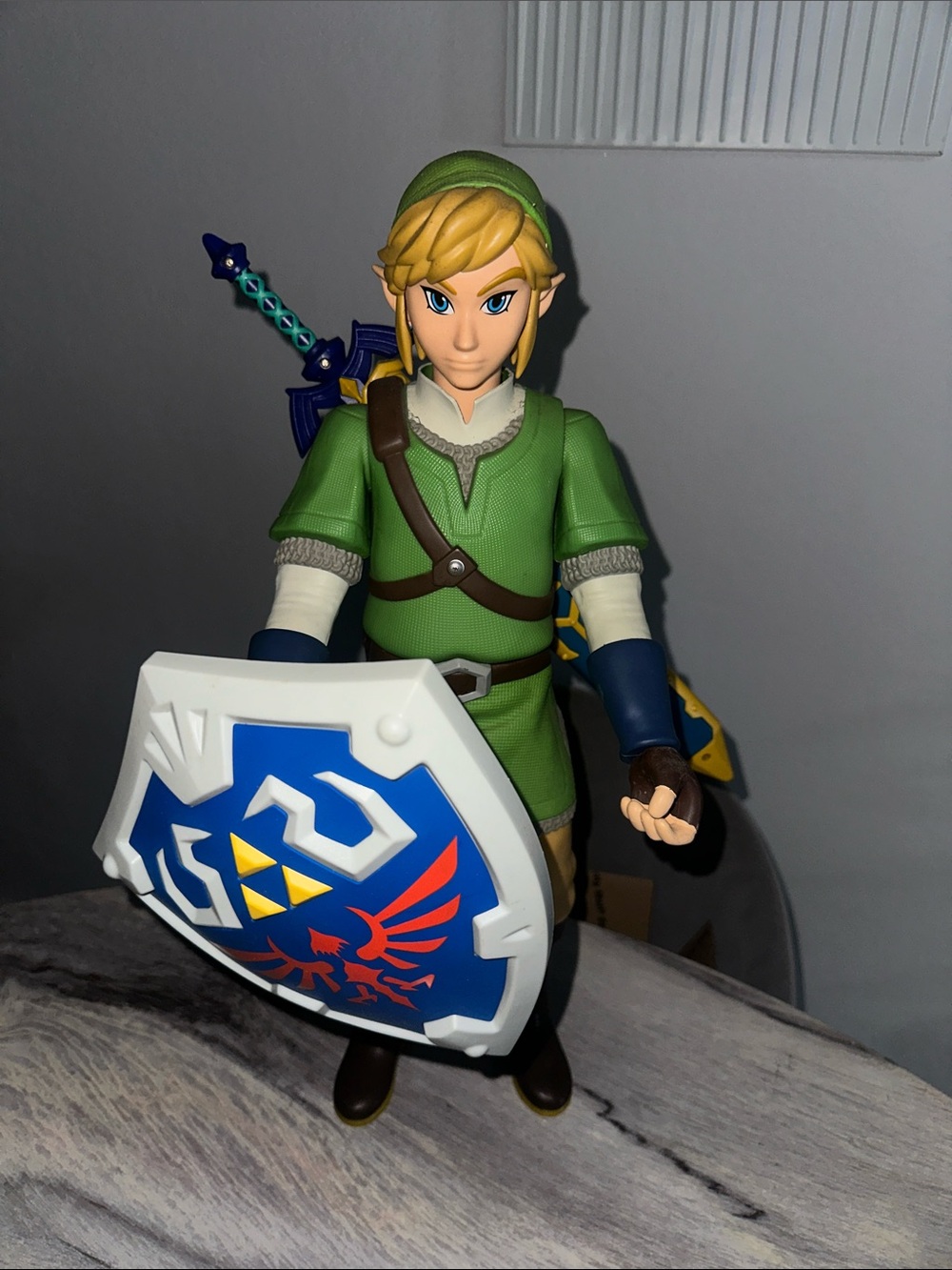 Classic Green Hero Action Figure with Blue Shield and Sword